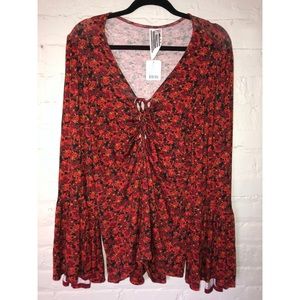 (NWT)Free People Velvet Bell Sleeve Romper